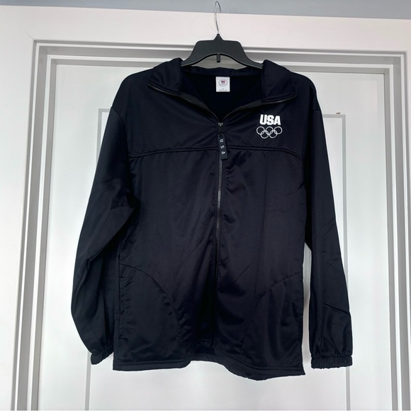 Vintage Black Olympic Committee USA Full Zip Lined Warm Up Track Jacket Size XL - Picture 2 of 16